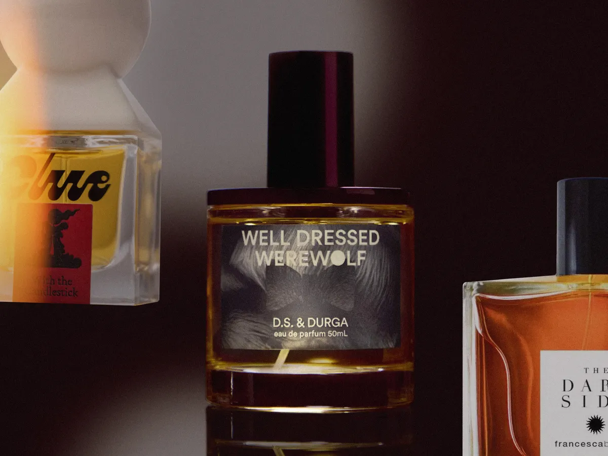 Various perfume bottles from different brands including Well Dressed Werewolf by DS Durga