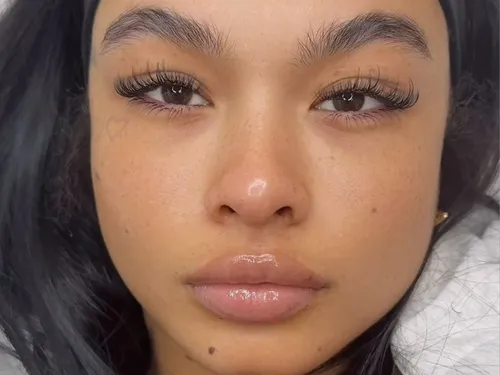 Closeup of a person with eyelash extensions